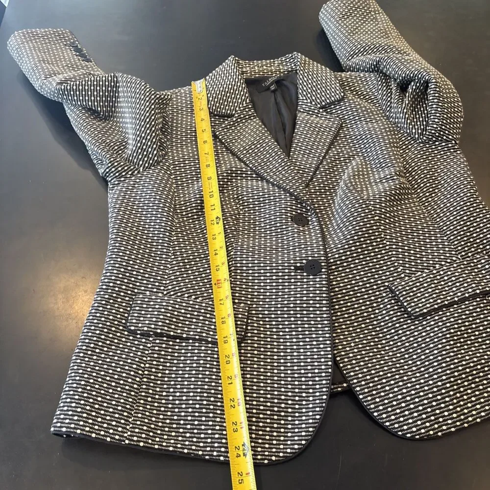 Talbots Black & White Dot Fully Lined Suit Jacket Women Sz 14W Petite Career